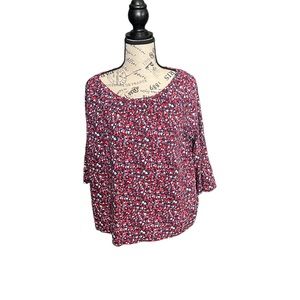 Michael Kors Red Floral Long Sleeve Tee